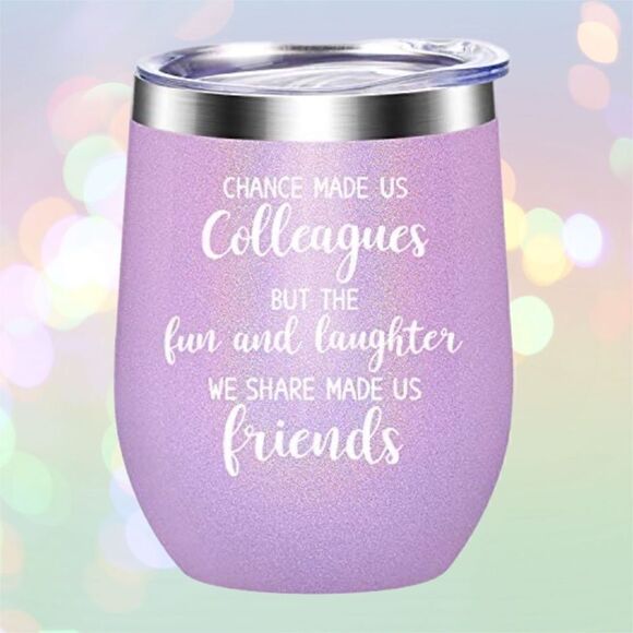 Wine tumbler with straw and lid whimsical for coworker - Picture 1 of 3